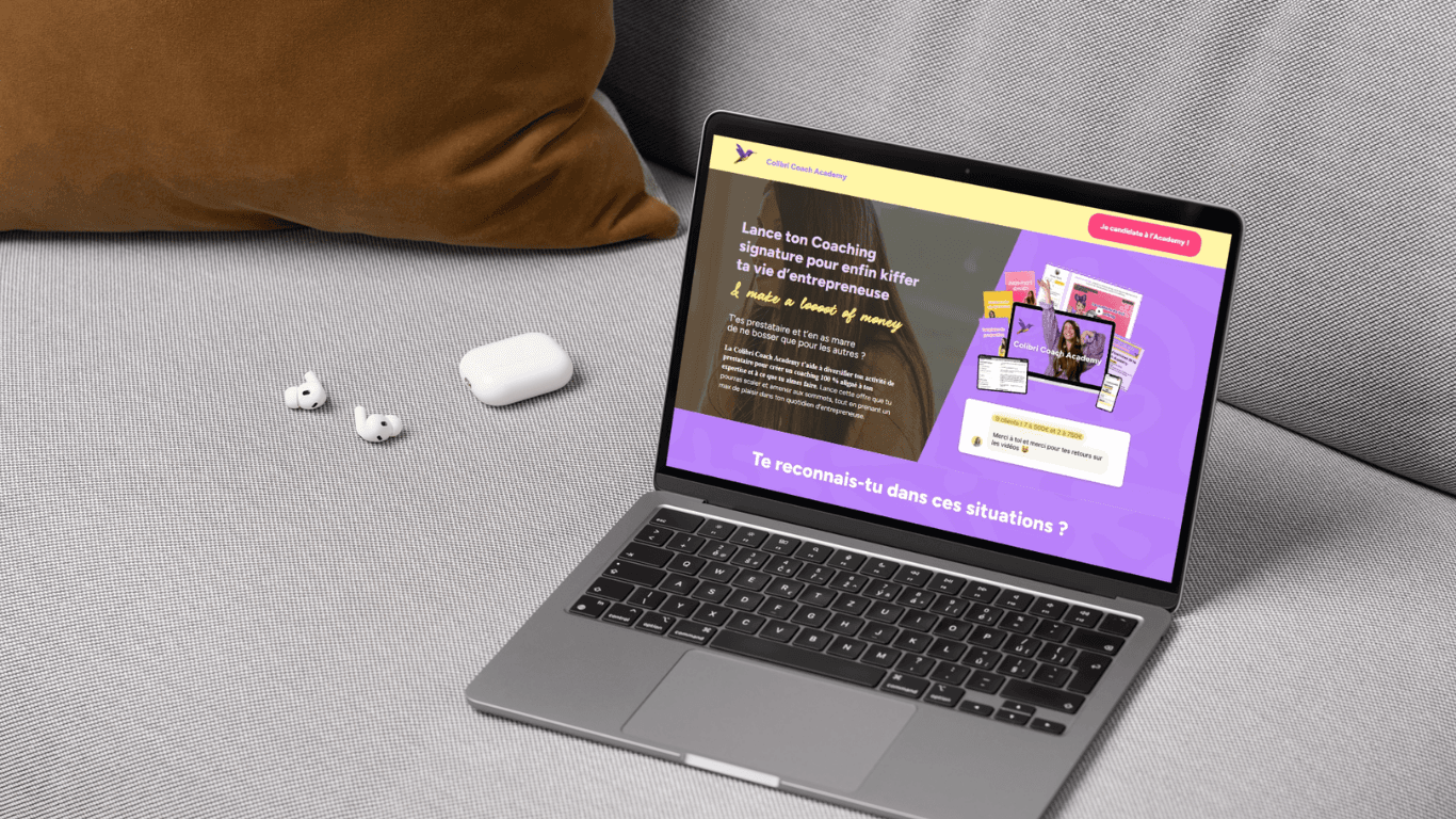 Le site de Colibri Coach Academy affiché sur un ordinateur portable